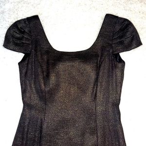 Antonio Milani Black & Gold A Line Cap Sleeve Cocktail/New Years Dress - Size 4